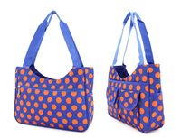 Polka Dots Print Diaper Tote Bag -- Orange Dots on Royal