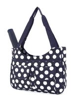 Polka Dots Print Diaper Tote Bag -- White Polka Dots on Black