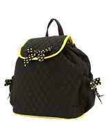 Quilted  Black With Gold Trim Drawstring Backpacks