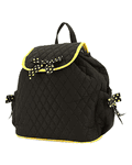 Quilted  Black With Gold Trim Drawstring Backpacks