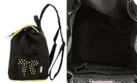 Quilted  Black With Gold Trim Drawstring Backpacks