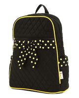 Quilted Sold Large Zippered Bacpack- Black Gold