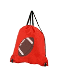 Red Football Print Drawstring Backpack 