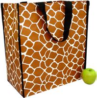 Reusable Eco-Green Market Tote in Giraffe Design Print