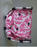 Rose Pink Damask Print Collapsible Market Basket