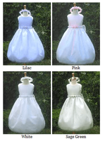 Satin & Organza Rose Sash Dress in 5 Colors