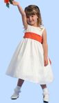 Sleeveless White Flower Girl Dress with Change Color Sash-2T-12