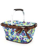 Stylish Collapsible Market And Shopping Basket in  Blue Floral Print