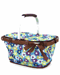 Stylish Collapsible Market And Shopping Basket in  Blue Floral Print