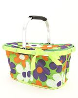 Stylish Collapsible Market And Shopping Basket in  Lime Green Floral Print