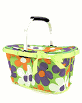 Stylish Collapsible Market And Shopping Basket in  Lime Green Floral Print