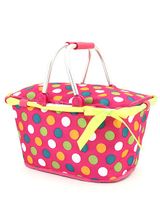 Stylish Polka Dots Collapsible Market And Shopping Basket - Multi