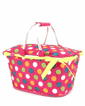 Stylish Polka Dots Collapsible Market And Shopping Basket - Multi