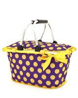 Stylish Polka Dots Collapsible Market And Shopping Basket -Purple