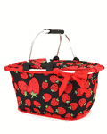 Stylish Strawberry fruit  Print Collapsible Market And Shopping Basket