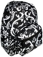 Toddler Mini Backpack with Black Damask Print