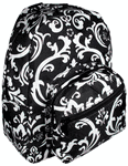 Toddler Mini Backpack with Black Damask Print