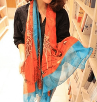 Twill Blue And Orange voile scarf