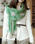 Green Clock Voile Scarf