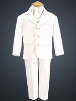 White 5 Pc Suit with Vest - 6M  to Size14