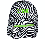 Zebra with Lime GreenTrim Toddler Backpack