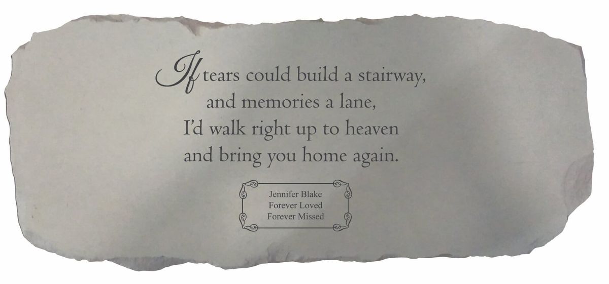 Personalized memorial bench if tears could build