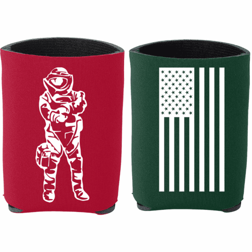 Bomb Suit Guy and Flag Koozie