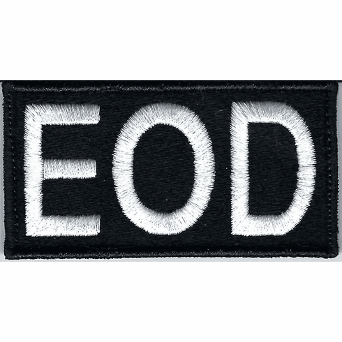 EOD Black w/White with Hook Backing