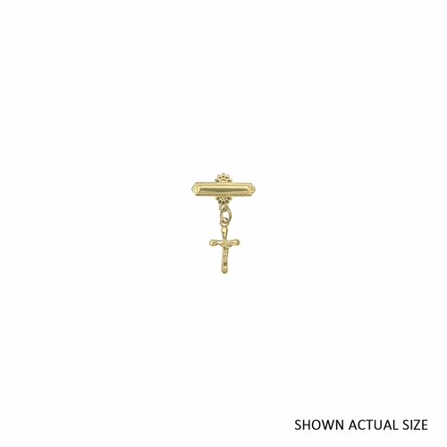 1-1/16 x 11/16 Inch 10KT Gold Filled Baby Tube Crucifix Bar Cross Pin