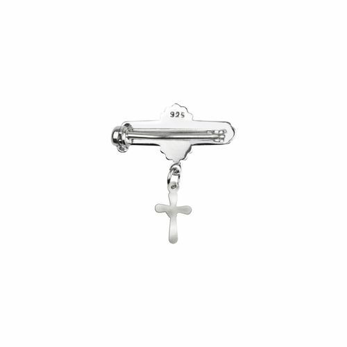 1-1/16 x 11/16 Inch Sterling Silver Baby Tube Cross with Crystal CZ Stone Center Bar Cross Pin