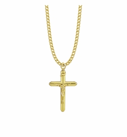 1-1/2 Inch 14KT Gold Plated Over Sterling Silver Multi-Line Crucifix Necklace