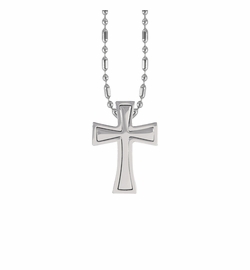 1-1/2 Inch Stainless Steel Two Piece Flared Design Cross Necklace