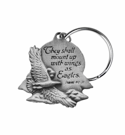 1-1/2 x 1-1/2 Inch Pewter Eagle Inspirational Key Chain