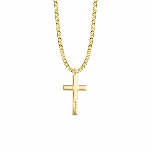 1-1/4 Inch 14KT Gold Plated Over Sterling Silver Lined Inner Cross Necklace