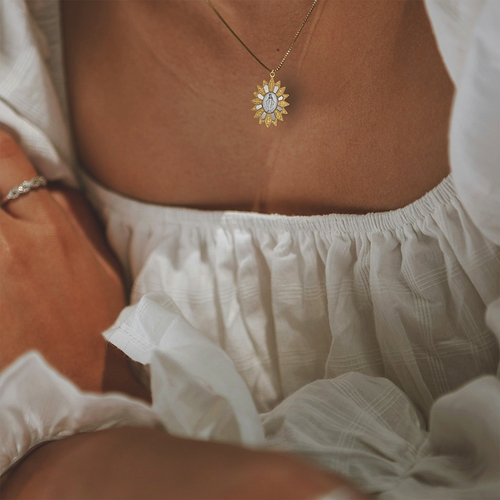 1-1/4 Inch 18KT Gold Plated Over Sterling Silver Two-Tone Bright Gold Starburst Filigree Miraculous Medal