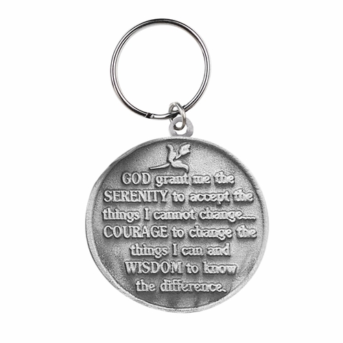 1-1/4 Inch Fine Pewter Round Serenity Prayer Key Chain