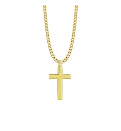 1-1/4 Inch Gold Plated Cross Necklace
