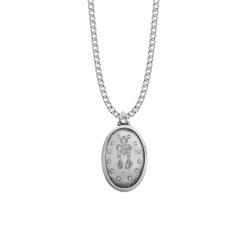 1-1/4 Inch Pewter Antiqued Oval Miraculous Medal