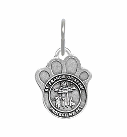1-1/4 Inch Pewter Paw and St. Francis Pet Medal