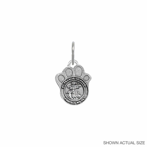 1-1/4 Inch Pewter Paw and St. Francis Pet Medal