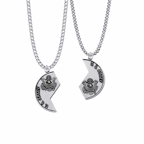 1-1/4 Inch Round Sterling Silver Army Symbol Mizpah Medal with Genesis 31:48-50 Verse on Back