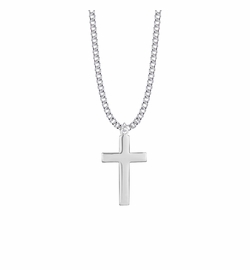 1-3/16 Inch Sterling Silver Beveled Inner Cross Necklace