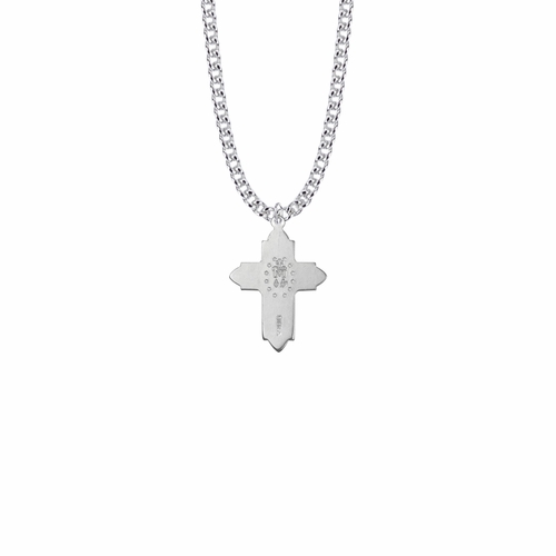 1-1/4 Inch Sterling Silver Blue Enameled Miraculous Medal Cross