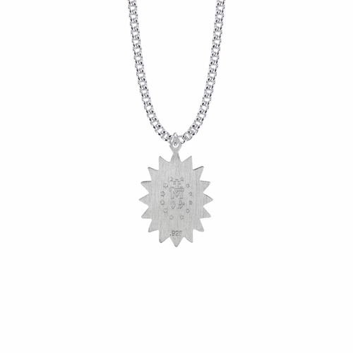 1-1/4 Inch Sterling Silver Bright Silver with 18KT Gold Plated Accents and Center Starburst Filigree Miraculous Medal