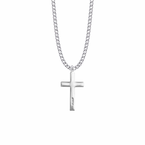1-1/4 Inch Sterling Silver Lined Inner Cross Necklace