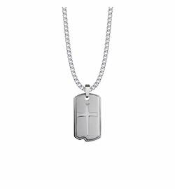 1-1/4 Inch Sterling Silver Nail Cross Dog Tag Necklace