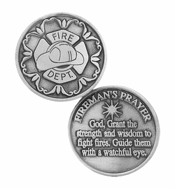 1-1/4 x 1-1/4 Inch Round Fine Pewter Fireman's Prayer Inspirational Pocket Token