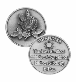 1-1/4 x 1-1/4 Inch Round Fine Pewter Grandma Inspirational Pocket Token