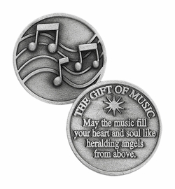 1-1/4 x 1-1/4 Inch Round Fine Pewter Music Inspirational Pocket Token