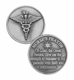 1-1/4 x 1-1/4 Inch Round Fine Pewter Nurses Prayer Inspirational Pocket Token